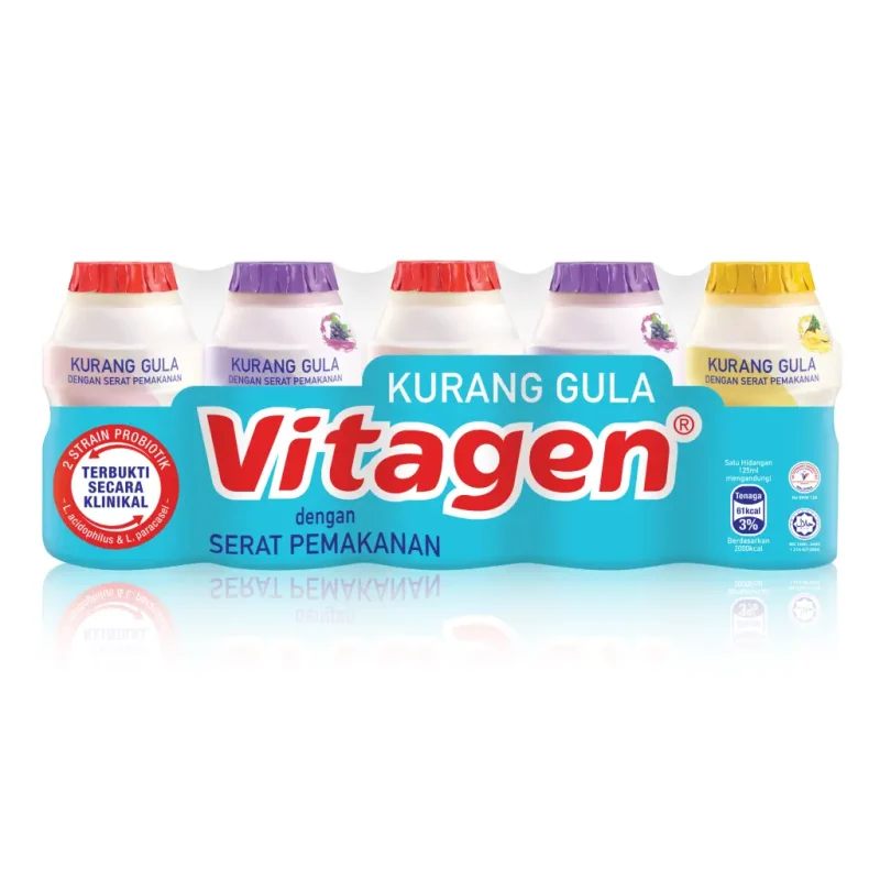 VITAGEN Less Sugar packshot featuring assorted flavours